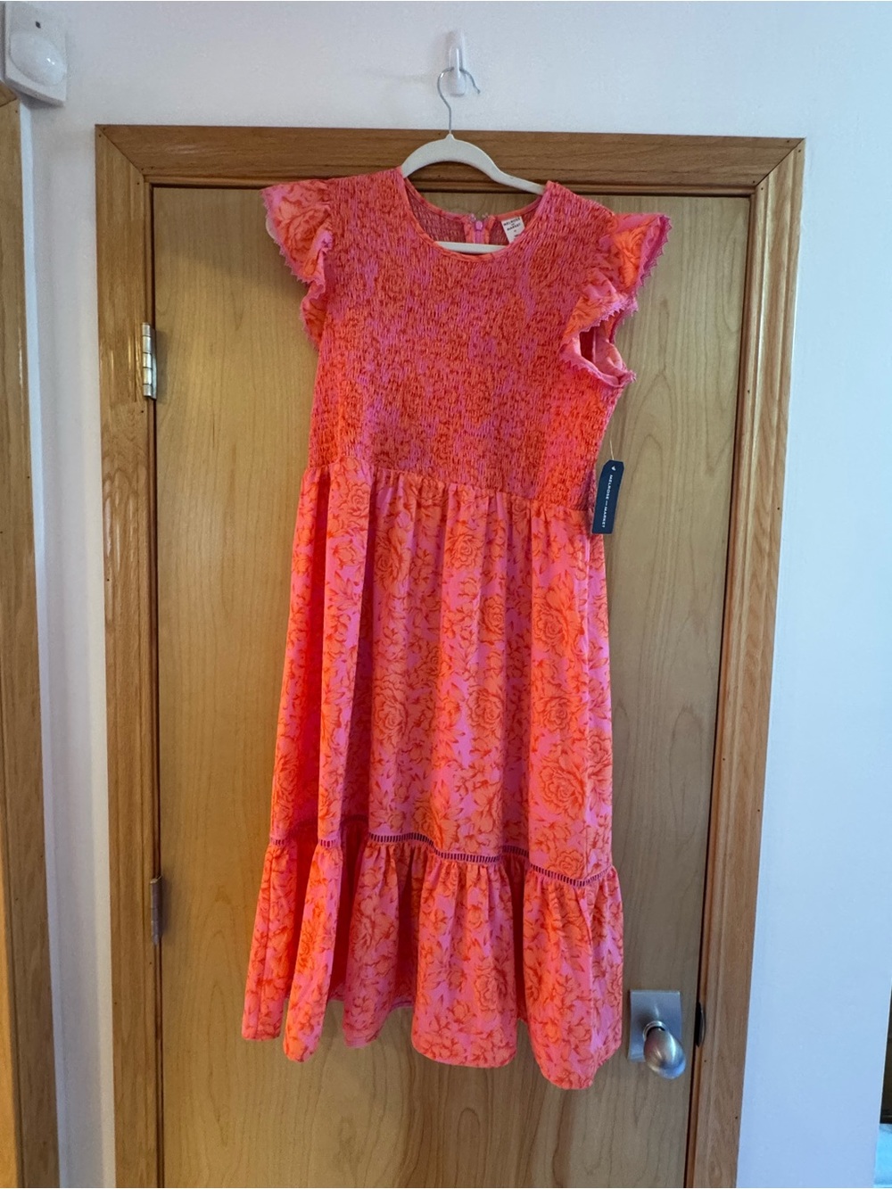 Melrose and Market Pink and Orange Floral Smocked Dress